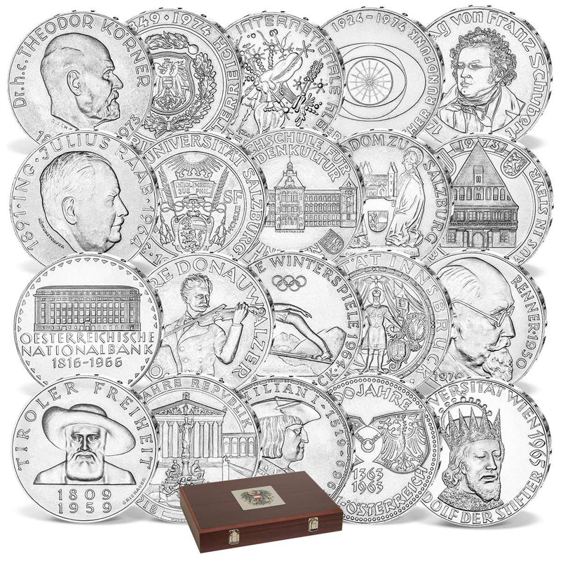 Produktbild von 20er Komplett-Set '50 Schilling Silbermünzen Österreich'