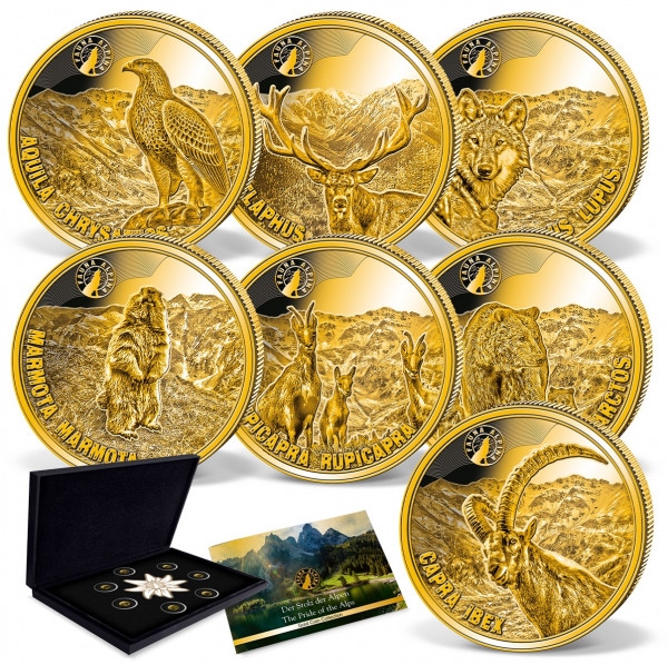 7er Komplett-Set Goldmünzen "Fauna Alpina" AT_1739388_1