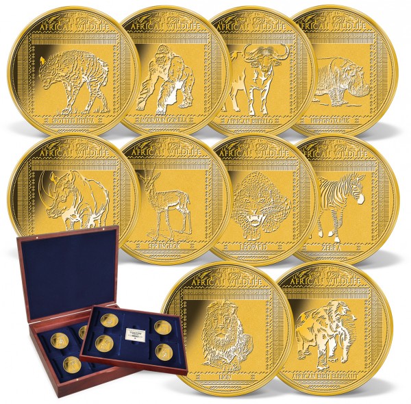 8er Komplett-Set Goldmünzen "African Wildlife" AT_1739600_1