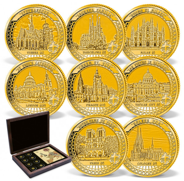 8er Komplett-Set Goldmünzen "Die Häuser Gottes" AT_1739410_1