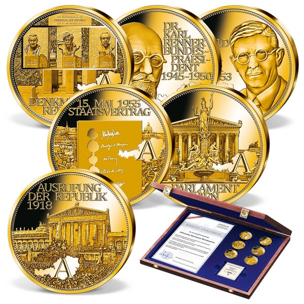 Komplett-Set "100 Jahre Republik Österreich" in Gold AT_9091807_1
